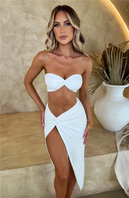 Gill Strapless Sexy Two Piece Party Dress