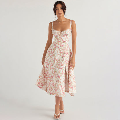 Laura Floral Print Sexy Midi Dress