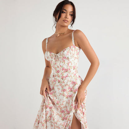 Laura Floral Print Sexy Midi Dress