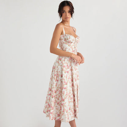 Laura Floral Print Sexy Midi Dress