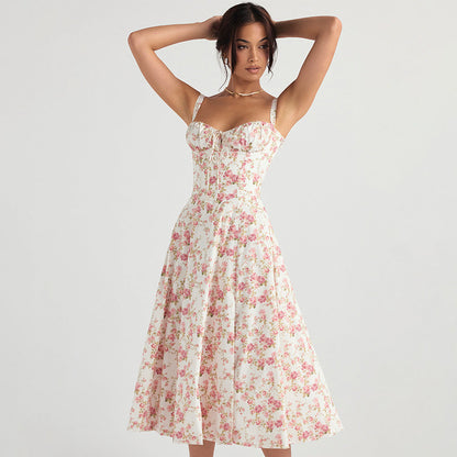 Laura Floral Print Sexy Midi Dress