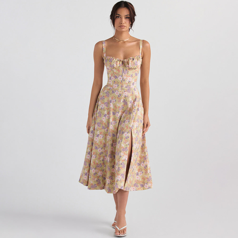 Laura Floral Print Sexy Midi Dress