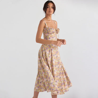 Laura Floral Print Sexy Midi Dress