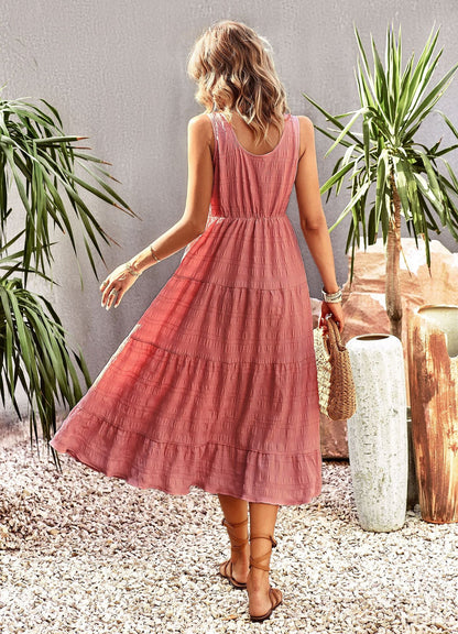 Sue A-line Sleeveless Summer Midi Dress