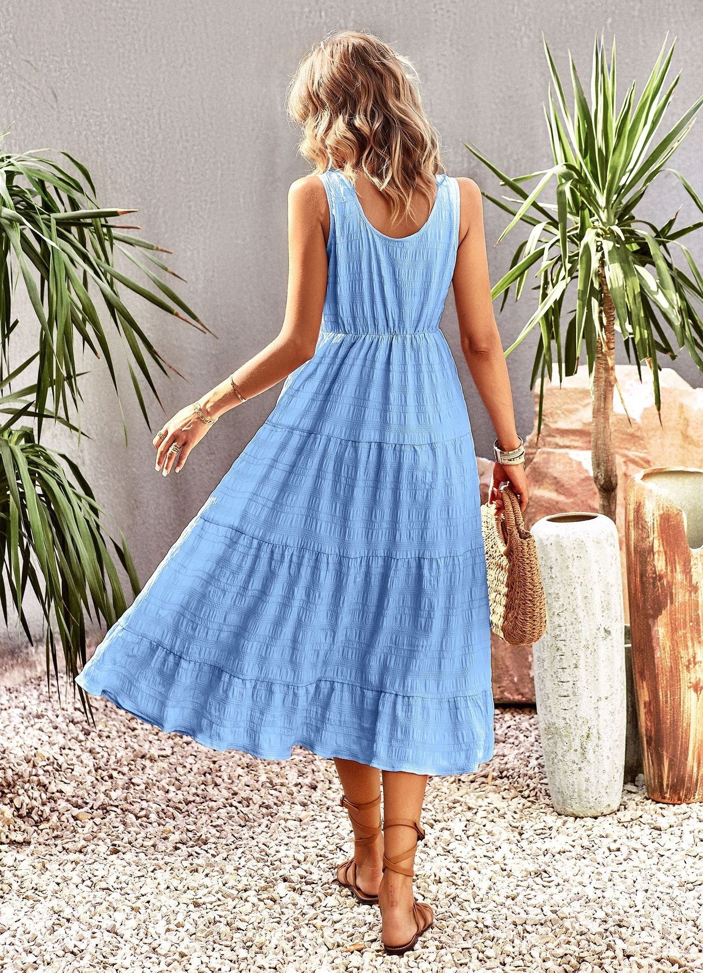 Sue A-line Sleeveless Summer Midi Dress