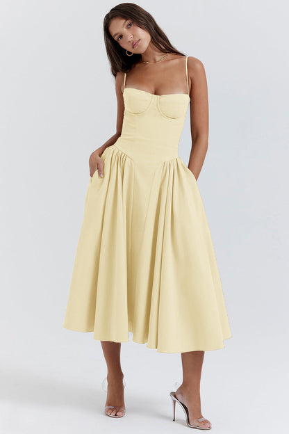 Edith Spaghetti Strap A-line Loose Midi Dress