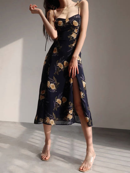 Candice Flower Print Spaghetti Strap Midi Dress