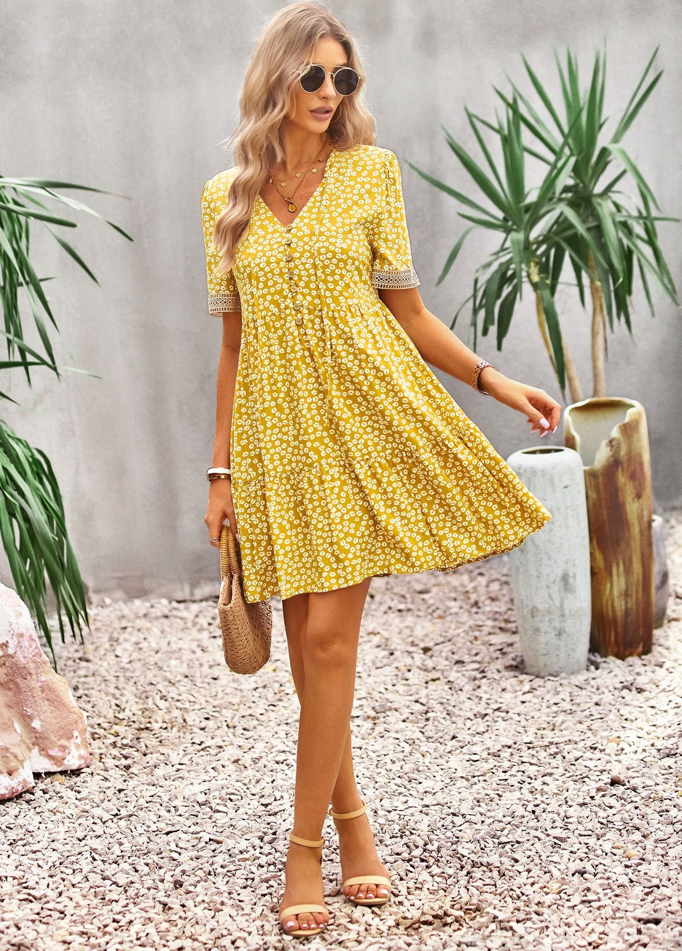 Maria Boho Floral Print Summer Midi Dress