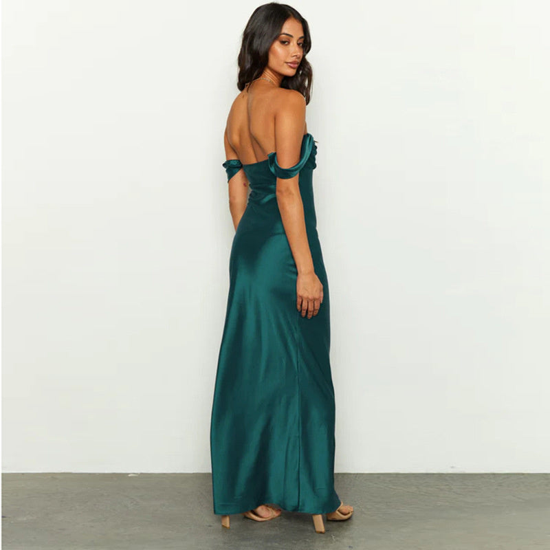 Barbara Pleated Backless Evening Maxi Dress