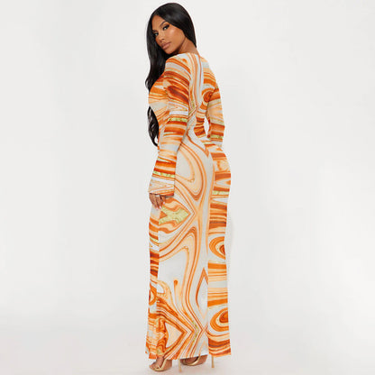 Patricia V Neck Print Maxi Dress