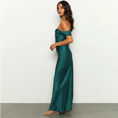 Barbara Pleated Backless Evening Maxi Dress