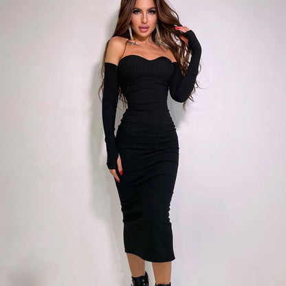 Aimee Strapless Knitted Midi Dress