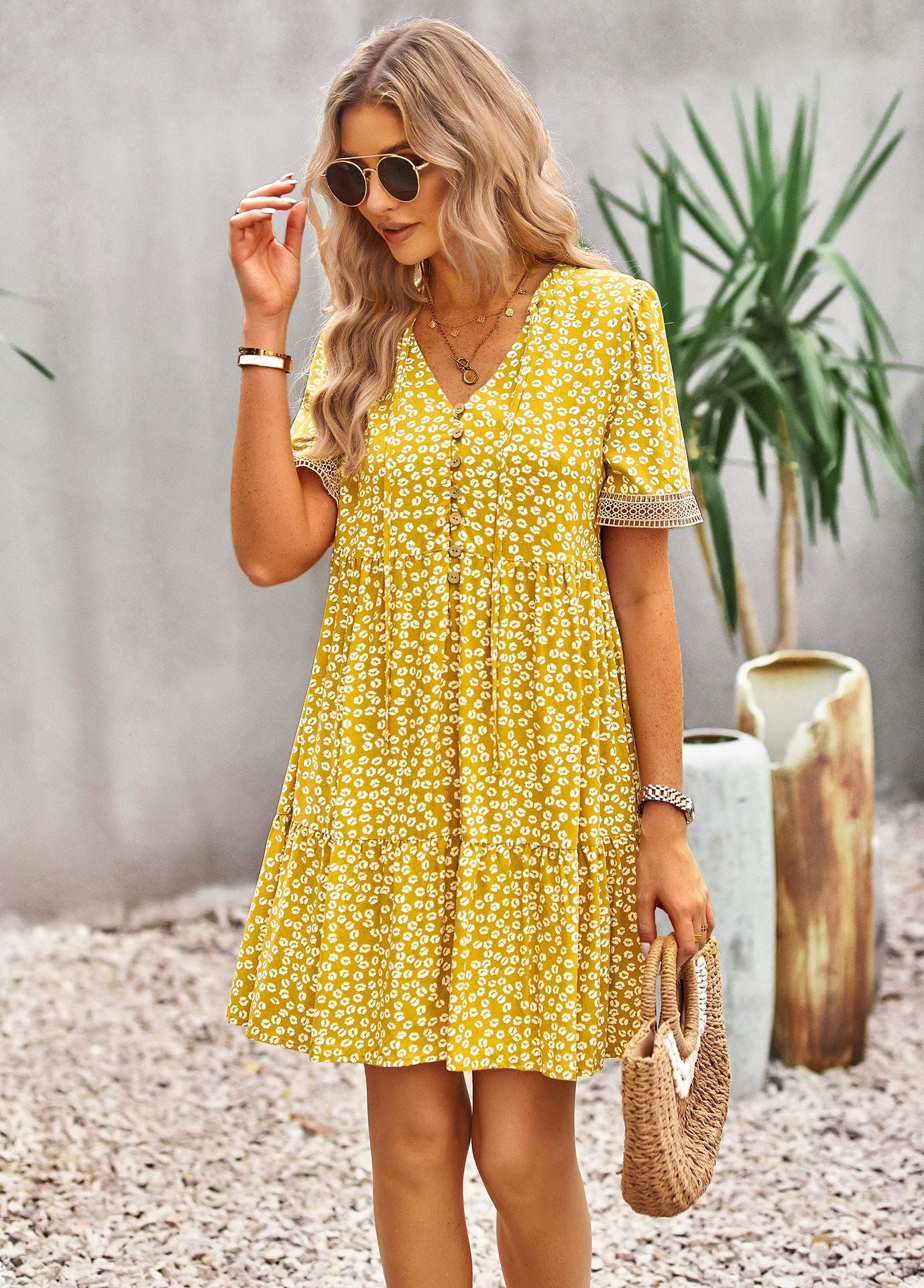 Maria Boho Floral Print Summer Midi Dress