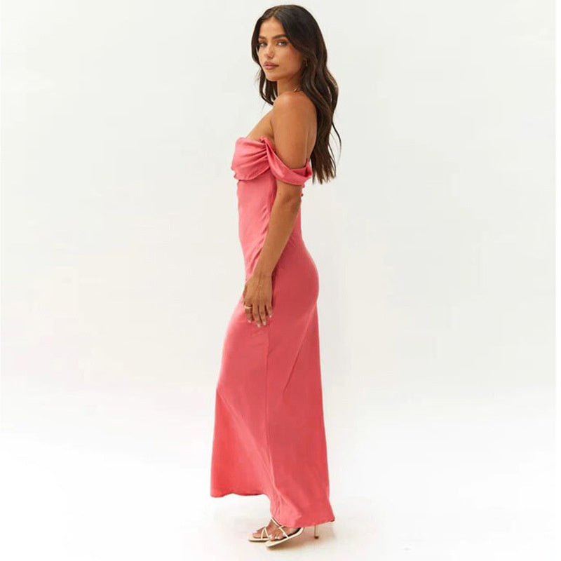 Barbara Pleated Backless Evening Maxi Dress