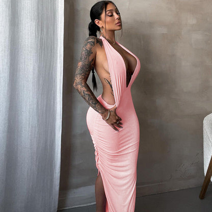 Nikki Deep V Neck Sexy Maxi Dress