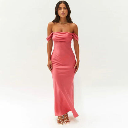 Barbara Pleated Backless Evening Maxi Dress