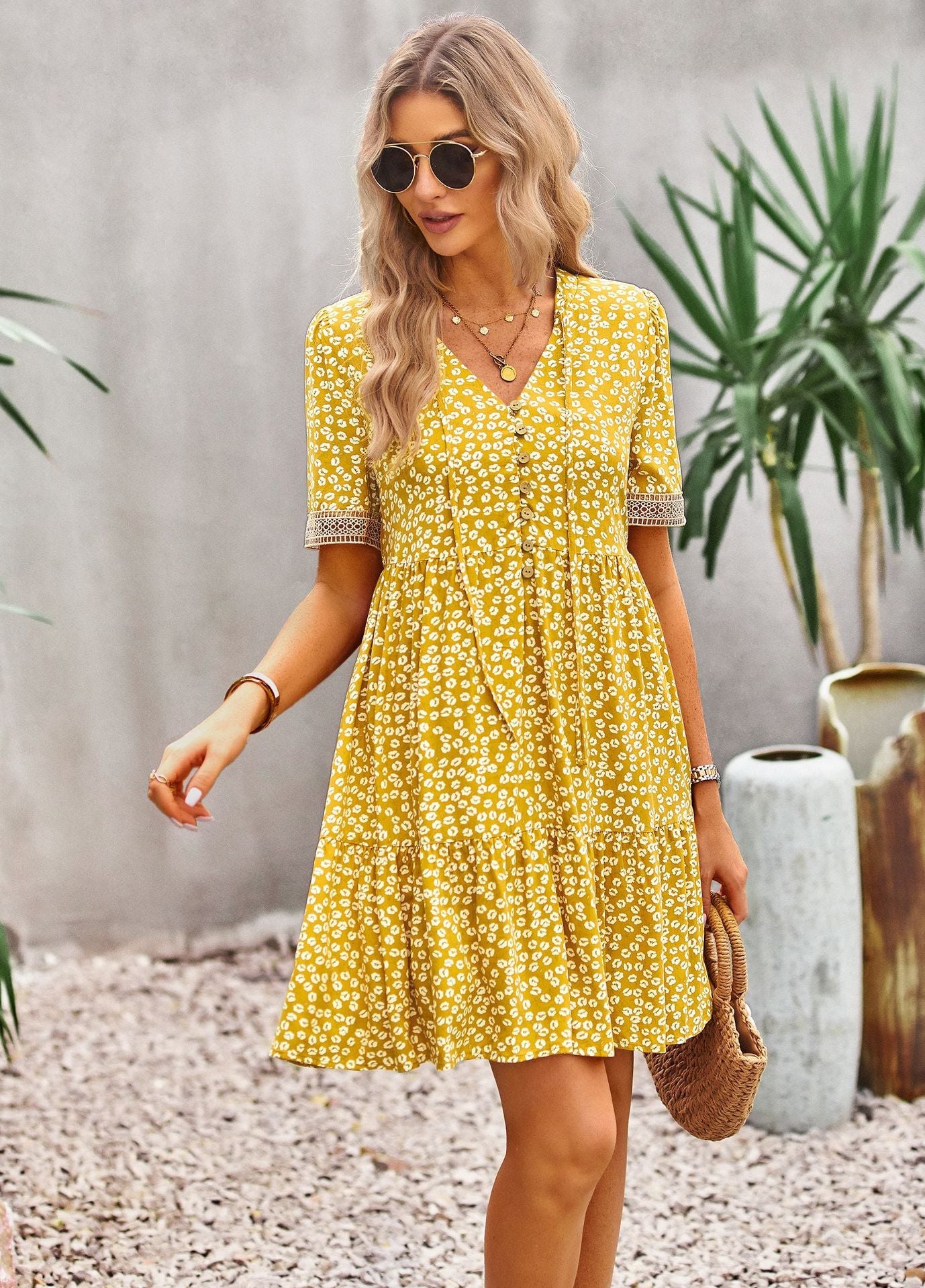 Maria Boho Floral Print Summer Midi Dress