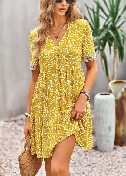 Maria Boho Floral Print Summer Midi Dress