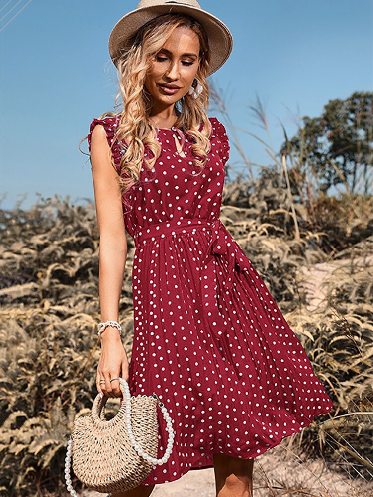 Pamela Summer Polka Dot Midi Dress