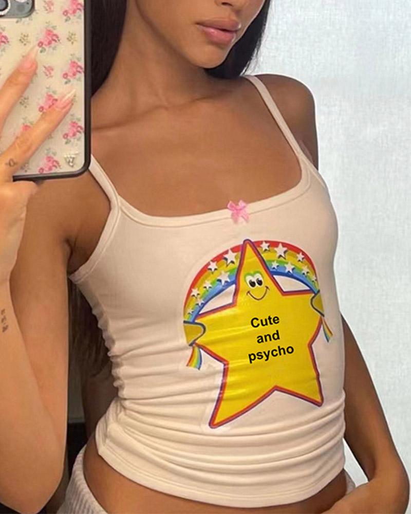 Cute and Psycho Star Graphic Cami Top