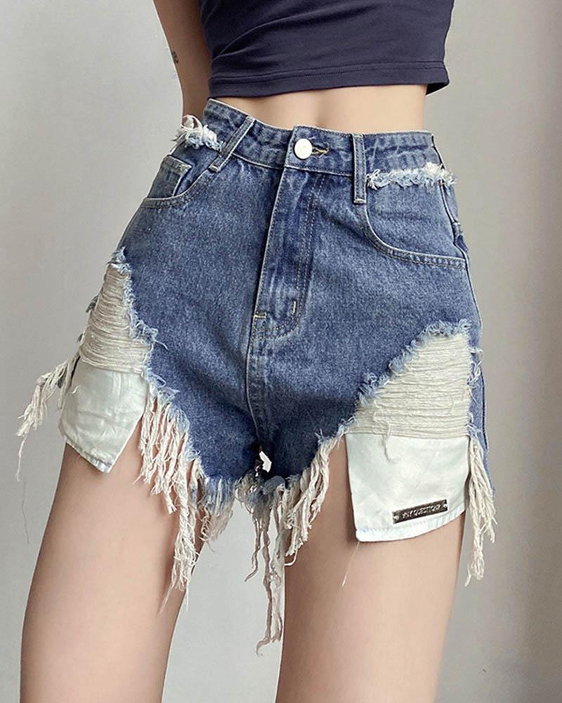 Astris Ripped Denim Shorts