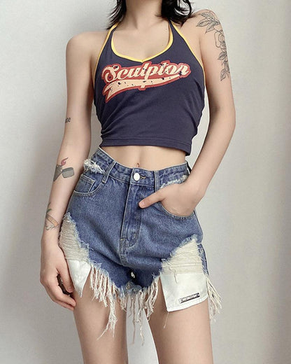 Astris Ripped Denim Shorts