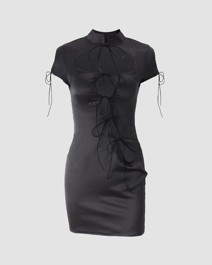 Hermetic Silk Tie Mini Dress