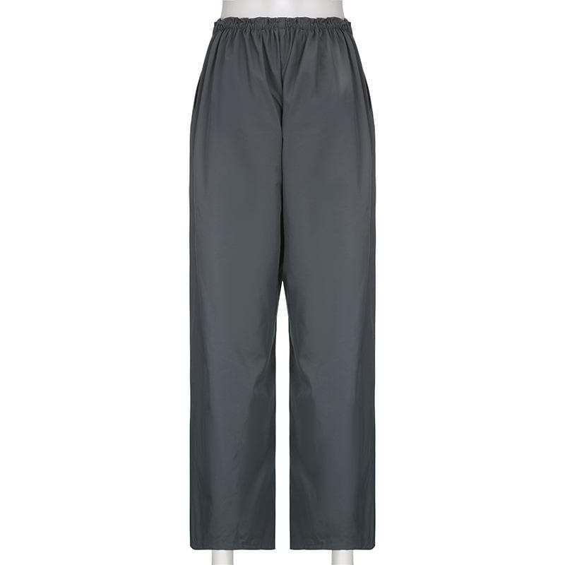 High rise solid drawstring pocket wide leg cargo pant