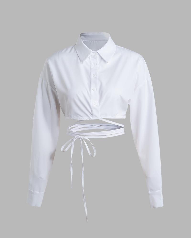 Breakfast Milk Collared Shirt with Wrapround Tie