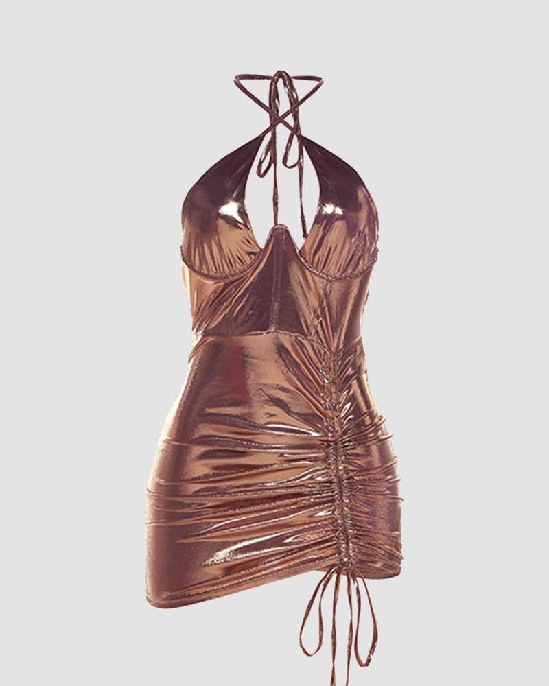 Sangrei Reflective Halter Dress