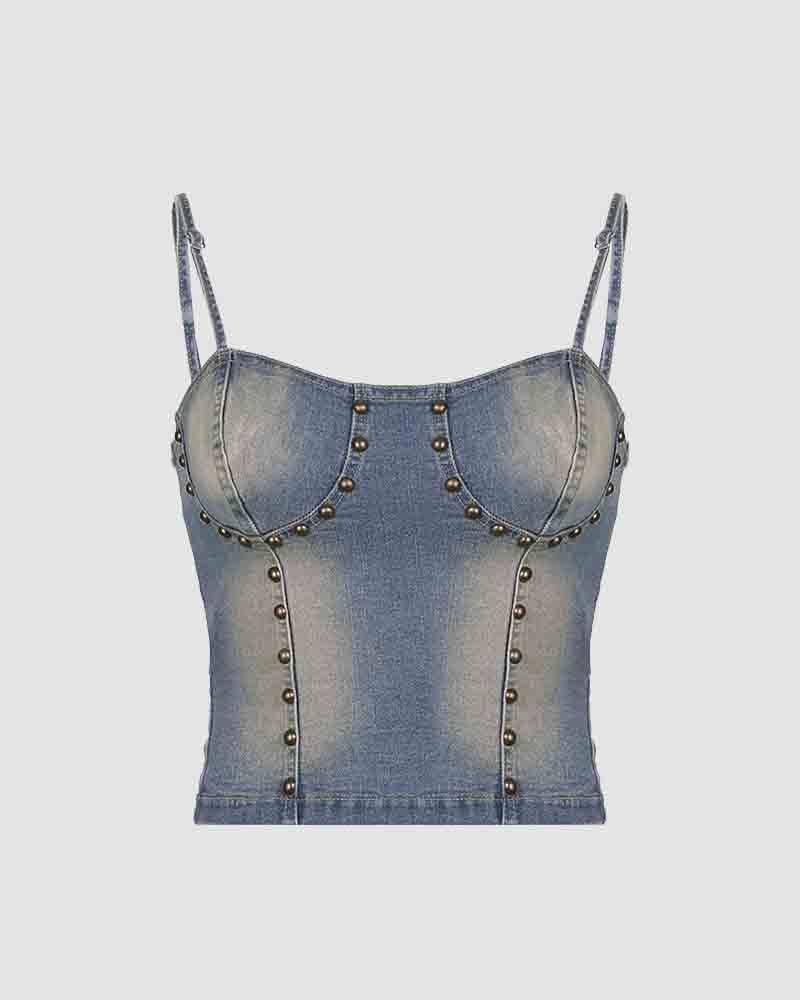 Berehynia Studded Denim Corset Top