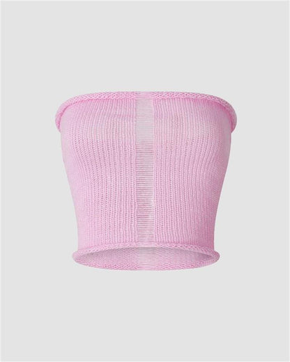 Pinky Love Crochet Tube Top