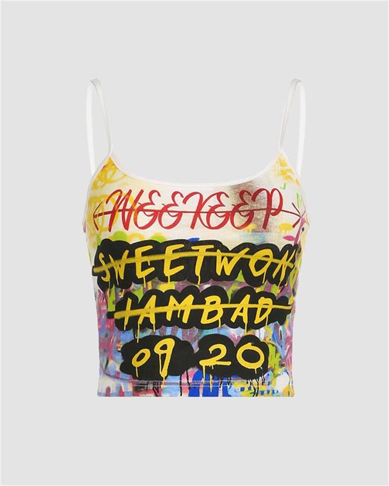 Crossed-out Graffiti Cami Top