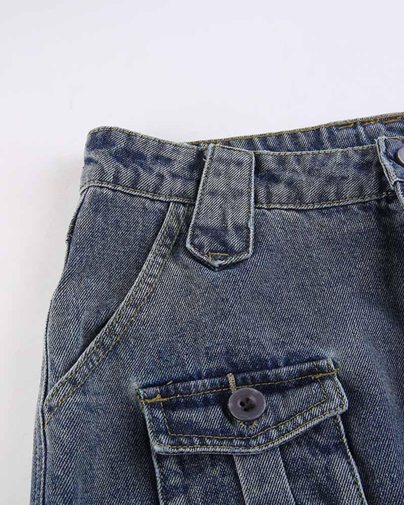 Quillpost Asymmetric Tie Denim Skirt