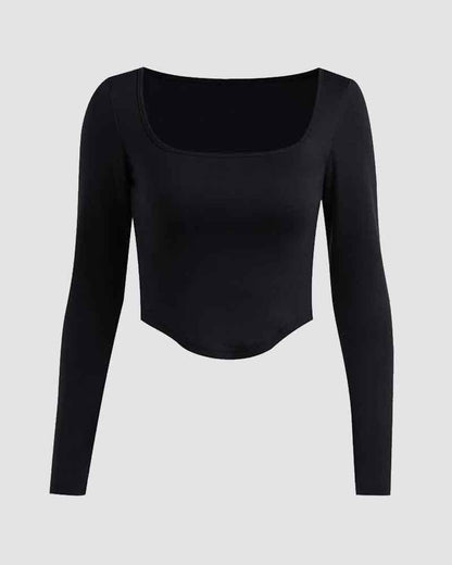 Feugis Scoop Neck Long Sleeve Top