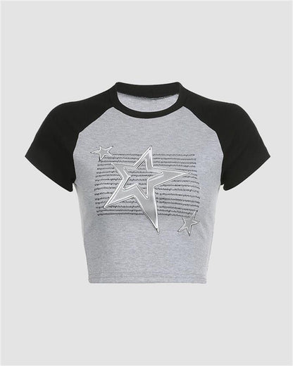 Rigel Star Burn Cropped Raglan Top