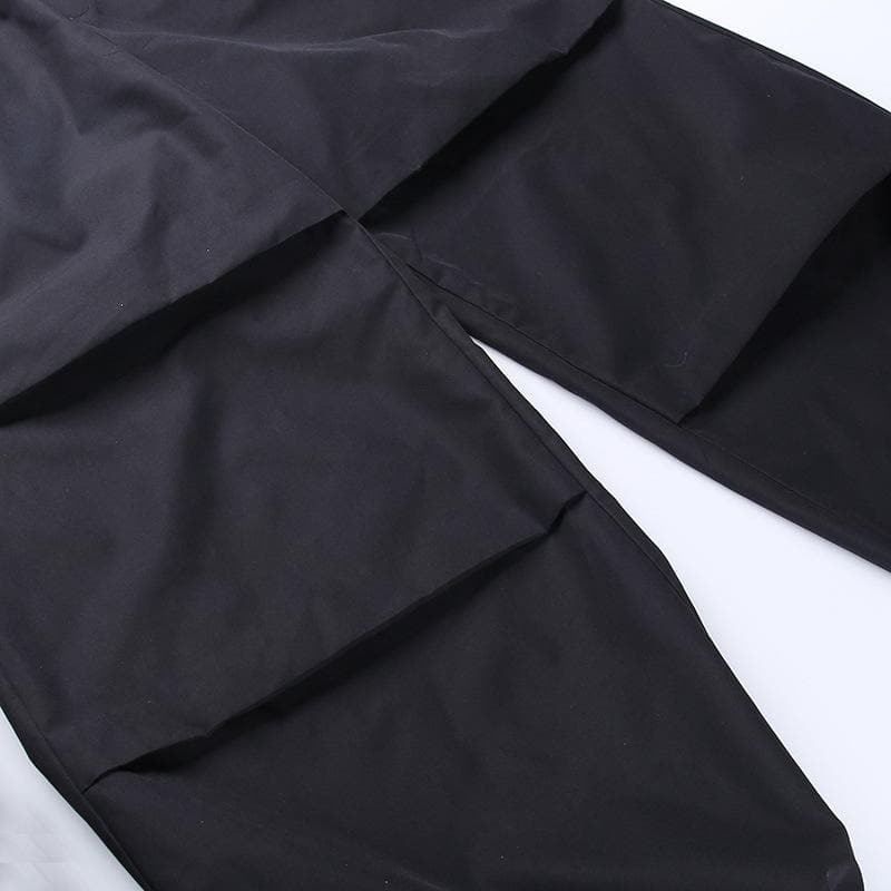 Drawstring cargo pocket ruched solid pant