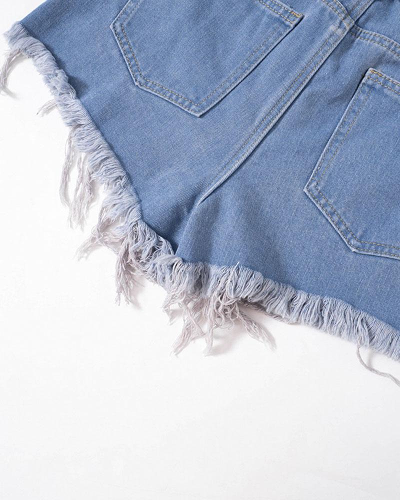 Fluffy Fashion Denim Shorts