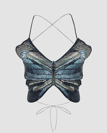 Sacred Butterfly Sequin Top