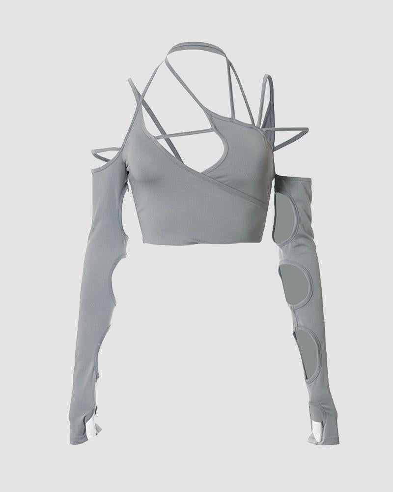 Phased Out Cut Out Cropped Top