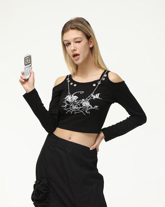 Webberflies Motif Cut Out Top