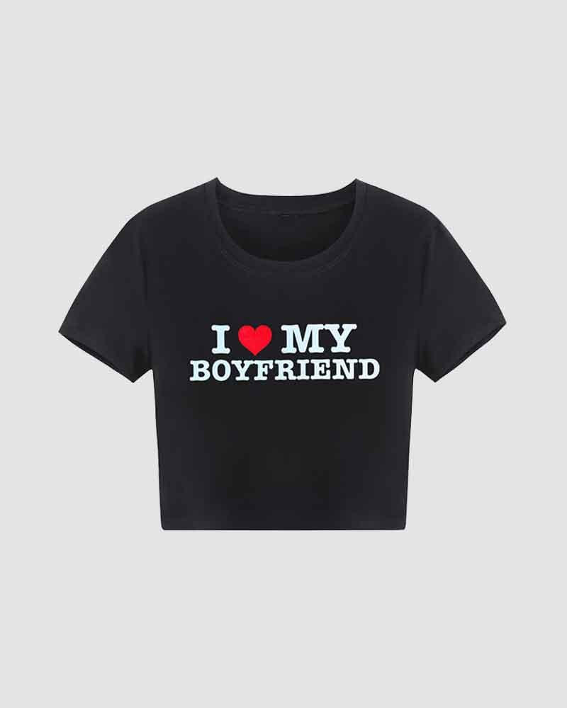 I Heart My Boyfriend Cropped T-Shirt