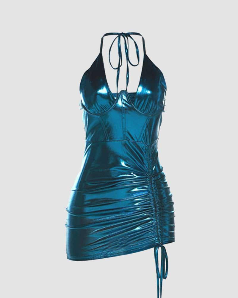 Sangrei Reflective Halter Dress