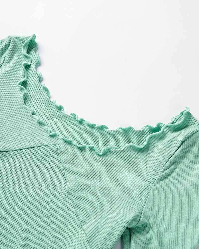 Claymire Lettuce Hem Ribbed Top