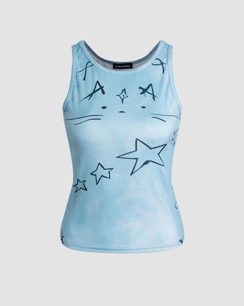 Starry Powered Distressed Tank Top