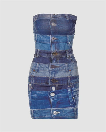 Syrinx Denim Jeans Button Dress