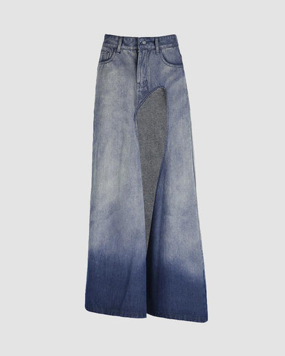 Dustband Slit Maxi Denim Skirt