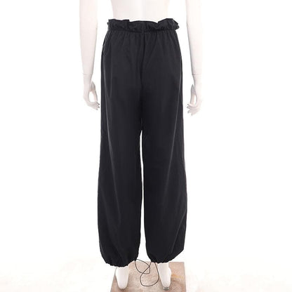 Drawstring cargo pocket ruched solid pant