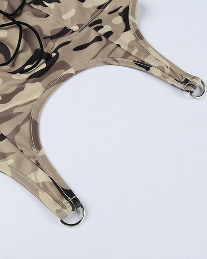 Haleblosse Camo Corset Tube Top