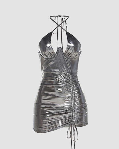 Sangrei Reflective Halter Dress